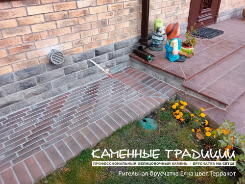 Искусственный декоративный камень, кирпич брусчатка ригельная, модуль 6 шт терракотовый для облицовки фасада и отделки интерьеров  в Екатеринбурге купить у производителя Каменные традиции